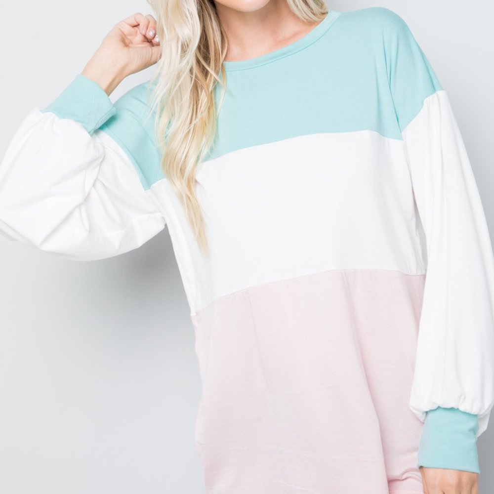 COLOR BLOCK TUNIC TOP